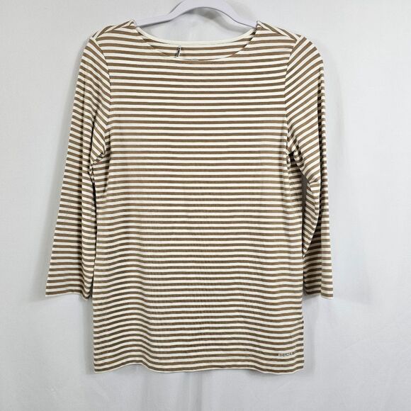 Bogner Tops - Bogner Louna Long Shirt in White/Brown Stripes - Size 8